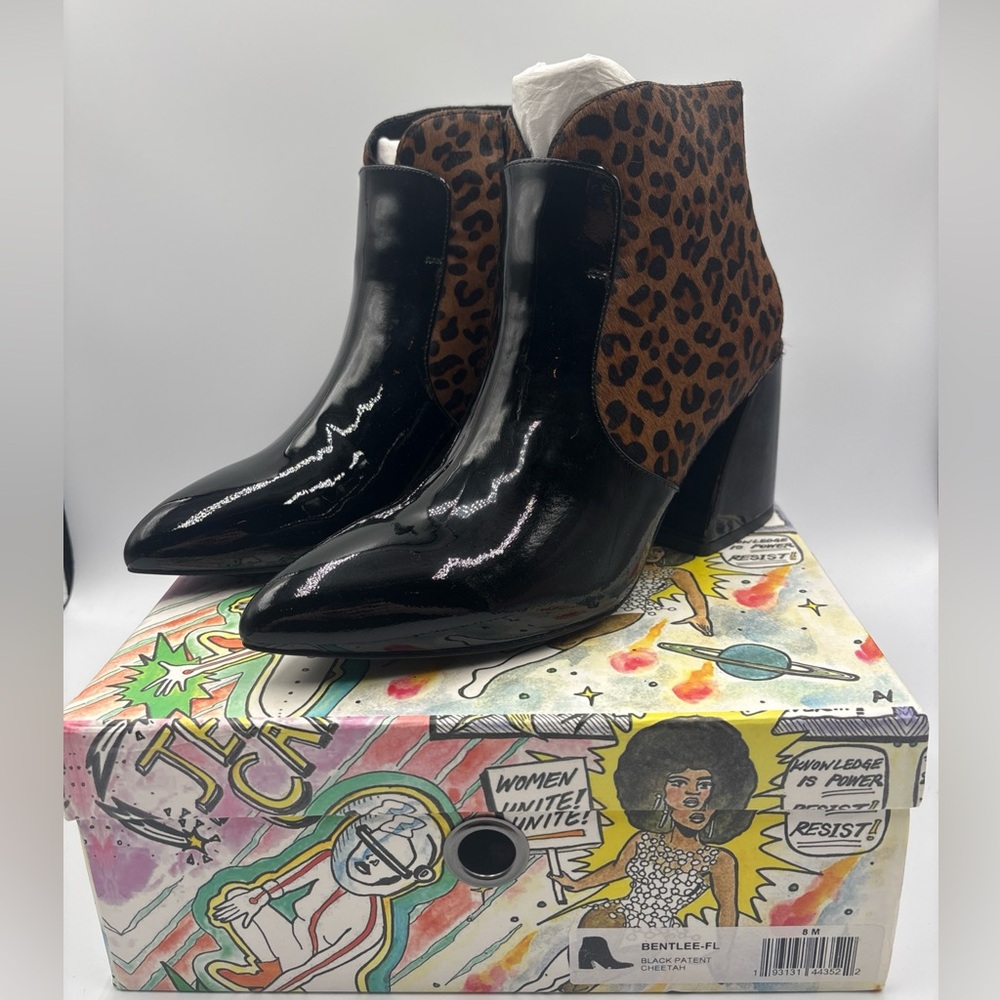 Jeffrey Campbell Bentlee Bootie Size 8 Cheetah Brown Calf Hair Leather NIB